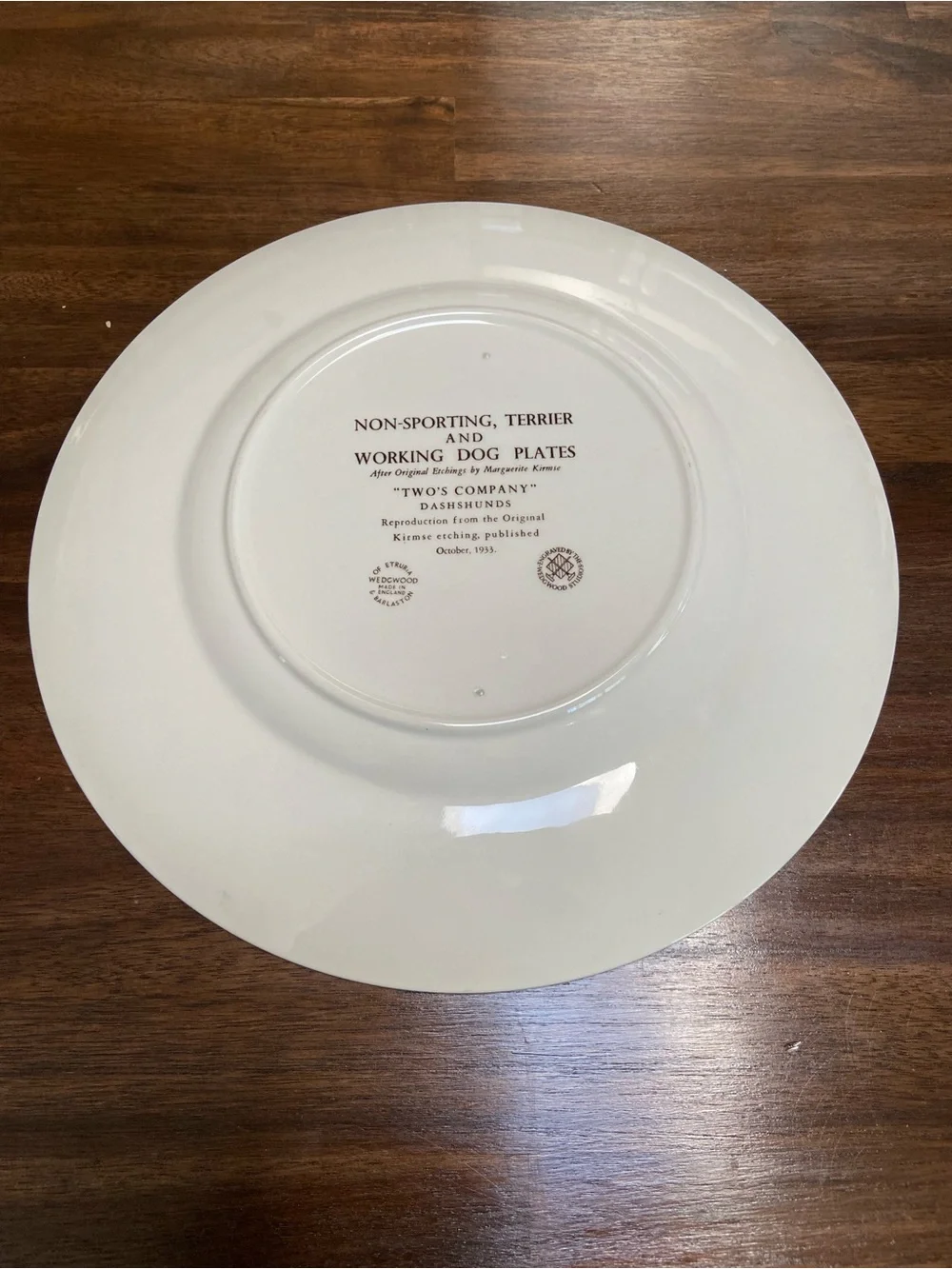 Wedgwood Two’s Company Ceramic Dog Print Dinner Plate Brown Dachshund Design